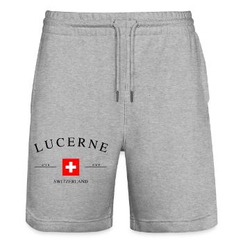 Lucerne Switzerland – Holiday Souvenir & Gift - Stanley/Stella Trainer Unisex Organic Jogging Shorts - heather grey - Front - Nik (191cm) & Marisol (170cm)