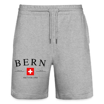 Berne, Suisse – Souvenir et cadeau de vacances - Short de jogging bio TRAINER Stanley/Stella unisexe - gris chiné - Devant - Nik (191cm) & Marisol (170cm)