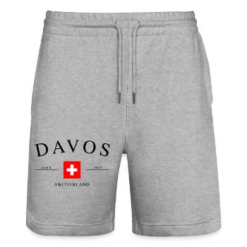 Davos Schweiz – Urlaub Souvenir & Geschenk - Stanley/Stella Unisex Bio Joggingshorts Trainer  - Grau meliert - Vorne - Nik (191cm) & Marisol (170cm)