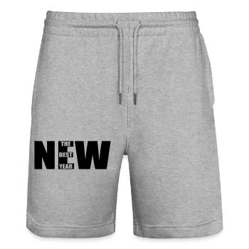 New – The Best Year Bold Typography Design - Stanley/Stella Unisex Bio Joggingshorts Trainer  - Grau meliert - Vorne - Nik (191cm) & Marisol (170cm)