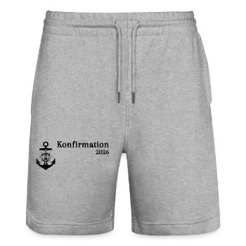 Confirmation 2026 Faith Christian Anchor Rudder - Stanley/Stella Trainer Unisex Organic Jogging Shorts - heather grey - Front - Nik (191cm) & Marisol (170cm)