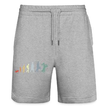 Vintage Breakdancer Evolution - Stanley/Stella Trainer Unisex Organic Jogging Shorts - heather grey - Front - Nik (191cm) & Marisol (170cm)