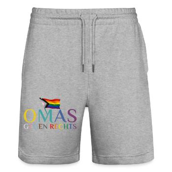 Omas gegen Rechts Regenbogen Flagge - Stanley/Stella Unisex Bio Joggingshorts Trainer  - Grau meliert - Vorne - Nik (191cm) & Marisol (170cm)