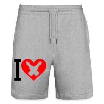 J’adore la bière - Short de jogging bio TRAINER Stanley/Stella unisexe - gris chiné - Devant - Nik (191cm) & Marisol (170cm)
