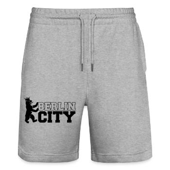 berlin_city_1 - Stanley/Stella Unisex Bio Joggingshorts Trainer  - Grau meliert - Vorne - Nik (191cm) & Marisol (170cm)