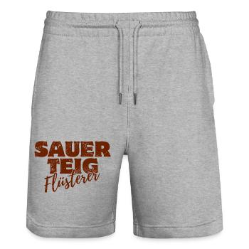 Sourdough Whisperer - Stanley/Stella Trainer Unisex Organic Jogging Shorts - heather grey - Front - Nik (191cm) & Marisol (170cm)