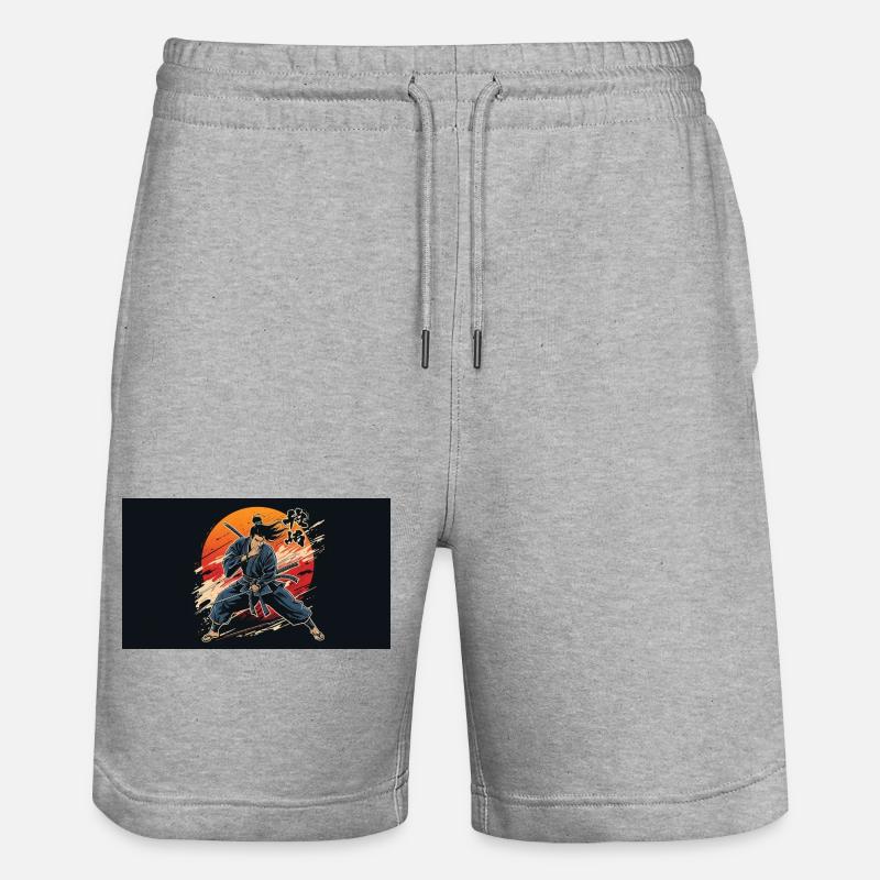 Samouraï au coucher du soleil - Short de jogging bio TRAINER Stanley/Stella unisexe - gris chiné