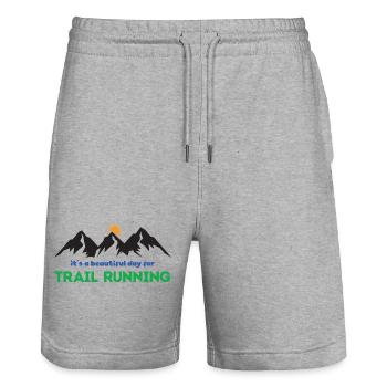 It's a Beautiful Day for Trail Running - Stanley/Stella Trainer Unisex Organic Jogging Shorts - heather grey - Front - Nik (191cm) & Marisol (170cm)