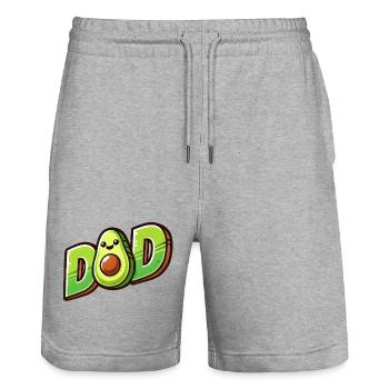 Avocado Papa, Vater liebt Avocados - Stanley/Stella Unisex Bio Joggingshorts Trainer  - Grau meliert - Vorne - Nik (191cm) & Marisol (170cm)