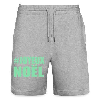 NOËL. JOYEUX NOËL. MERRY CHRISTMAS. PÈRE NOËL - Short de jogging bio TRAINER Stanley/Stella unisexe - gris chiné - Devant - Nik (191cm) & Marisol (170cm)