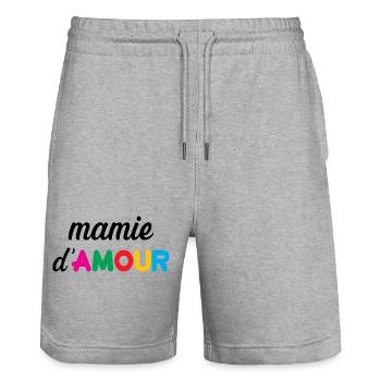 Oma der Liebe - Stanley/Stella Unisex Bio Joggingshorts Trainer  - Grau meliert - Vorne - Nik (191cm) & Marisol (170cm)