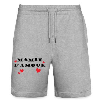 Oma der Liebe - Stanley/Stella Unisex Bio Joggingshorts Trainer  - Grau meliert - Vorne - Nik (191cm) & Marisol (170cm)
