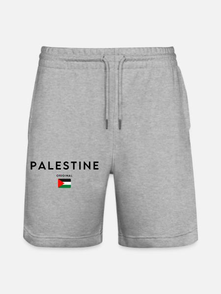 Free Palestine, I'm with Palestine - Stanley/Stella Trainer Unisex Organic Jogging Shorts - heather grey