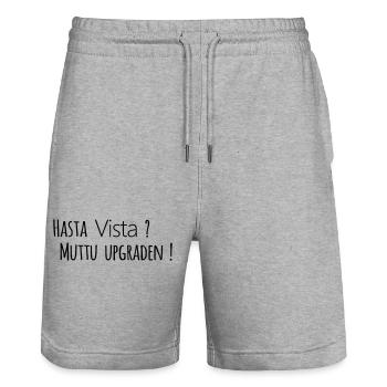 Hasta Vista - Stanley/Stella Trainer Unisex Organic Jogging Shorts - heather grey - Front - Nik (191cm) & Marisol (170cm)