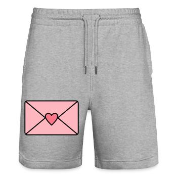 Love letter with heart - Stanley/Stella Trainer Unisex Organic Jogging Shorts - heather grey - Front - Nik (191cm) & Marisol (170cm)
