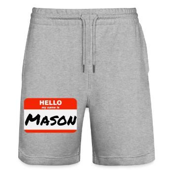 Hello My Name Is Mason Etikett Namensschild - Stanley/Stella Unisex Bio Joggingshorts Trainer  - Grau meliert - Vorne - Nik (191cm) & Marisol (170cm)