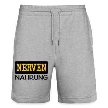 NERVENNAHRUNG - Stanley/Stella Unisex Bio Joggingshorts Trainer  - Grau meliert - Vorne - Nik (191cm) & Marisol (170cm)