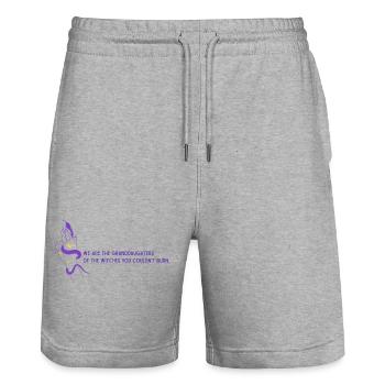 🔮 Witchy Vibes und Feminismus - Stanley/Stella Unisex Bio Joggingshorts Trainer  - Grau meliert - Vorne - Nik (191cm) & Marisol (170cm)