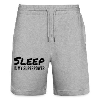Schlaf ist meine Superkraft - Stanley/Stella Unisex Bio Joggingshorts Trainer  - Grau meliert - Vorne - Nik (191cm) & Marisol (170cm)