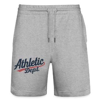 T-shirt vintage du département d’athlétisme universitaire - Short de jogging bio TRAINER Stanley/Stella unisexe - gris chiné - Devant - Nik (191cm) & Marisol (170cm)