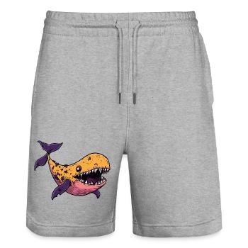 Whale Halloween Comic Funny - Stanley/Stella Trainer Unisex Organic Jogging Shorts - heather grey - Front - Nik (191cm) & Marisol (170cm)