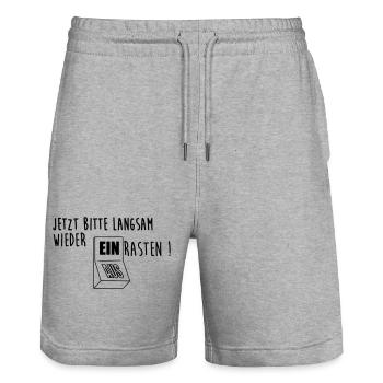 Einrasten - Stanley/Stella Unisex Bio Joggingshorts Trainer  - Grau meliert - Vorne - Nik (191cm) & Marisol (170cm)