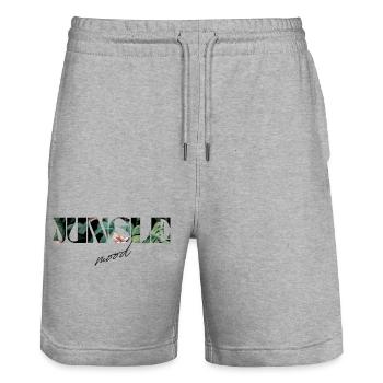 Jungle Mood Tropischer Schriftzug - Stanley/Stella Unisex Bio Joggingshorts Trainer  - Grau meliert - Vorne - Nik (191cm) & Marisol (170cm)