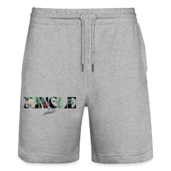 Jungle chic Tropical Lettrage - Short de jogging bio TRAINER Stanley/Stella unisexe - gris chiné - Devant - Nik (191cm) & Marisol (170cm)