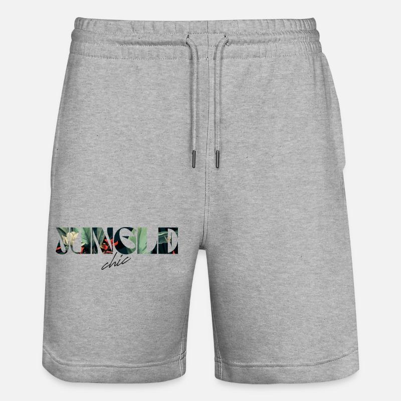 Jungle chic Tropical Lettrage - Short de jogging bio TRAINER Stanley/Stella unisexe - gris chiné