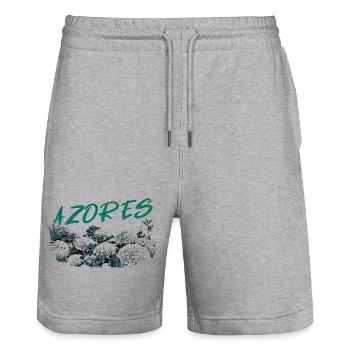 Azoren Botanische Hortensien Türkis - Stanley/Stella Unisex Bio Joggingshorts Trainer  - Grau meliert - Vorne - Nik (191cm) & Marisol (170cm)