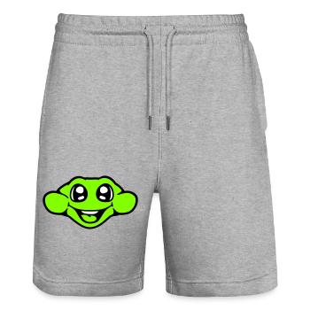 Frosch Kröte lächelt lustig Comic glücklich Cool - Stanley/Stella Unisex Bio Joggingshorts Trainer  - Grau meliert - Vorne - Nik (191cm) & Marisol (170cm)