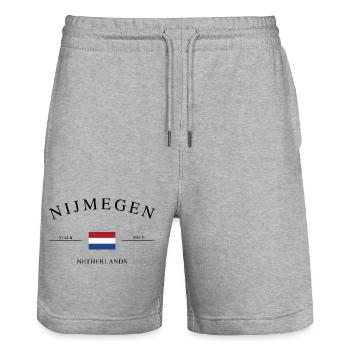 Nimègue, Pays-Bas – Souvenir et cadeau de Noël - Short de jogging bio TRAINER Stanley/Stella unisexe - gris chiné - Devant - Nik (191cm) & Marisol (170cm)