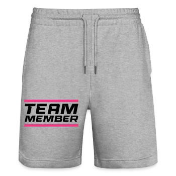 Team Member - Stanley/Stella Trainer Unisex Organic Jogging Shorts - heather grey - Front - Nik (191cm) & Marisol (170cm)