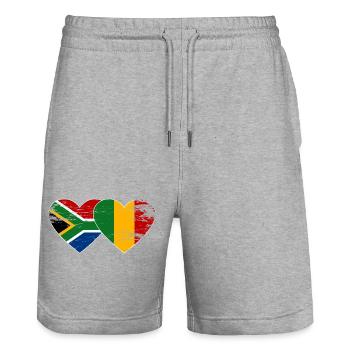 Afrique du Sud Mali Drapeau Coeur Utilisé - Short de jogging bio TRAINER Stanley/Stella unisexe - gris chiné - Devant - Nik (191cm) & Marisol (170cm)