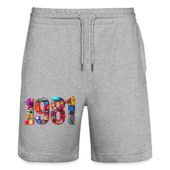 1981 – Date of birth, high school diploma, wedding, birth - Stanley/Stella Trainer Unisex Organic Jogging Shorts - heather grey - Front - Nik (191cm) & Marisol (170cm)