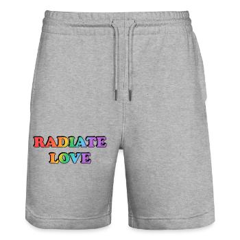 Radiate Love Rainbow Gradient - Stanley/Stella Trainer Unisex Organic Jogging Shorts - heather grey - Front - Nik (191cm) & Marisol (170cm)