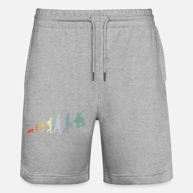 Skateboarder Evolution - Stanley/Stella Trainer Unisex Organic Jogging Shorts - heather grey