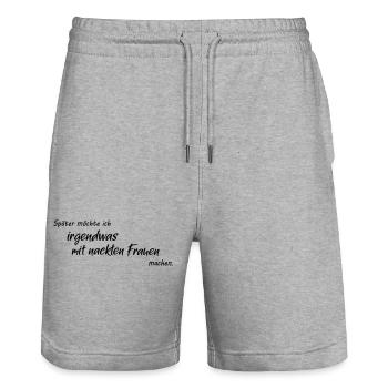 Femmes nues - Short de jogging bio TRAINER Stanley/Stella unisexe - gris chiné - Devant - Nik (191cm) & Marisol (170cm)