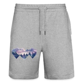 Berge Wandern - Stanley/Stella Unisex Bio Joggingshorts Trainer  - Grau meliert - Vorne - Nik (191cm) & Marisol (170cm)