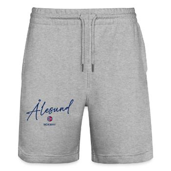 Alesund - Norway Flag Lettering - Norge - Norwegen - Stanley/Stella Trainer Unisex Organic Jogging Shorts - heather grey - Front - Nik (191cm) & Marisol (170cm)