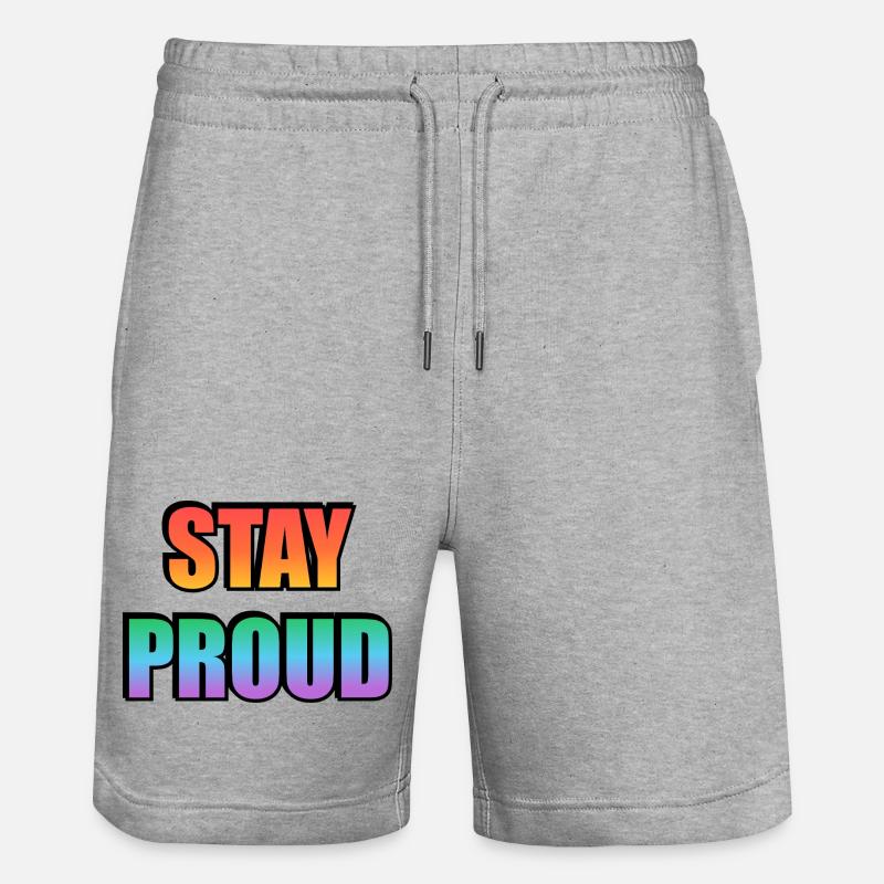 Stay Proud Gradient Text Design - Stanley/Stella Trainer Unisex Organic Jogging Shorts - heather grey