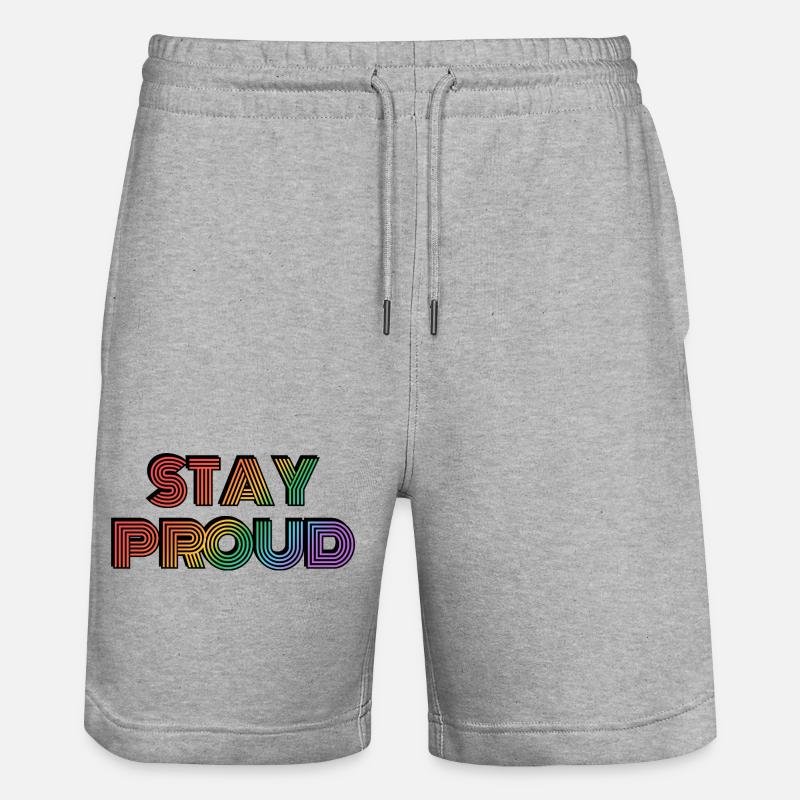 Stay Proud Rainbow Retro-Typ - Stanley/Stella Unisex Bio Joggingshorts Trainer  - Grau meliert