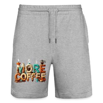 More coffee - Stanley/Stella Trainer Unisex Organic Jogging Shorts - heather grey - Front - Nik (191cm) & Marisol (170cm)