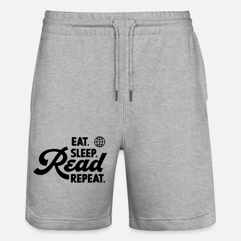 Essen Schlaf Lesen Wiederholen - Stanley/Stella Unisex Bio Joggingshorts Trainer  - Grau meliert