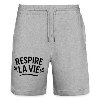 Respire la Vie Botanique - Stanley/Stella Trainer Unisex Organic Jogging Shorts - heather grey - Front - Nik (191cm) & Marisol (170cm)