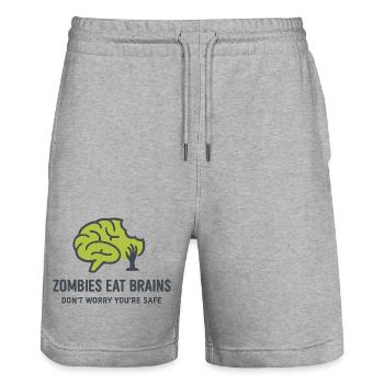 Zombies Eating Brains Night Humor - Stanley/Stella Unisex Bio Joggingshorts Trainer  - Grau meliert - Vorne - Nik (191cm) & Marisol (170cm)