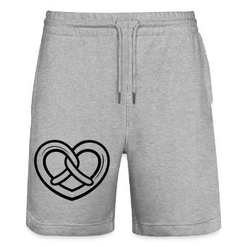 Herzbreze – Bayerische Brezel in Herzform - Stanley/Stella Unisex Bio Joggingshorts Trainer  - Grau meliert - Vorne - Nik (191cm) & Marisol (170cm)