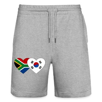 Afrique du Sud Drapeau de la Corée du Sud Coeur - Short de jogging bio TRAINER Stanley/Stella unisexe - gris chiné - Devant - Nik (191cm) & Marisol (170cm)