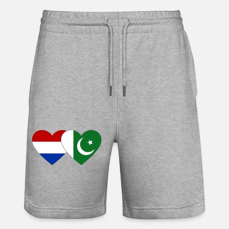 Pays-Bas Pakistan Drapeaux Coeur - Short de jogging bio TRAINER Stanley/Stella unisexe - gris chiné