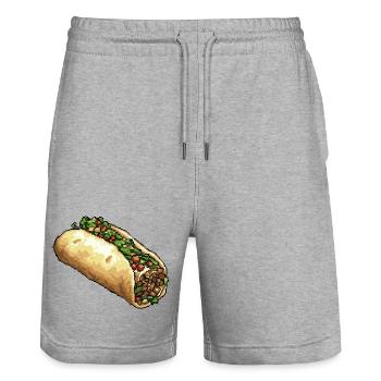 Pixel Taco Fiesta Pixel Art - Short de jogging bio TRAINER Stanley/Stella unisexe - gris chiné - Devant - Nik (191cm) & Marisol (170cm)